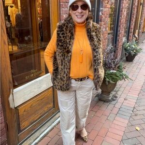 J. Crew Leopard Print Faux Fur Vest